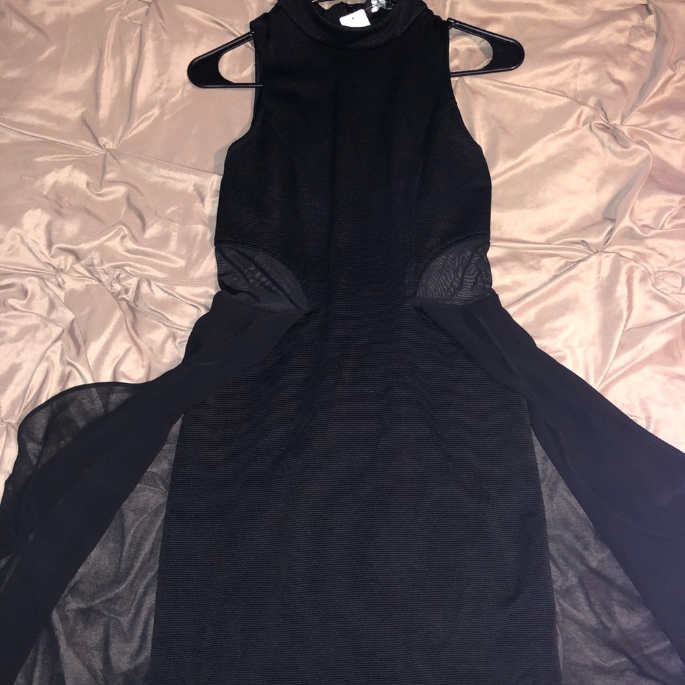 Ribbed black mini Bebe dress